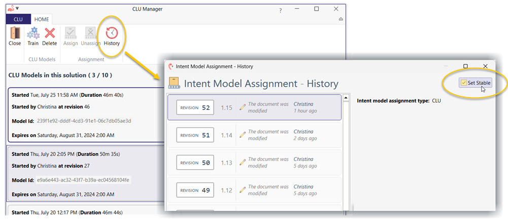 Intent Model Assignment