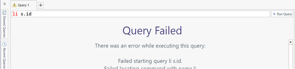 Failed Query message