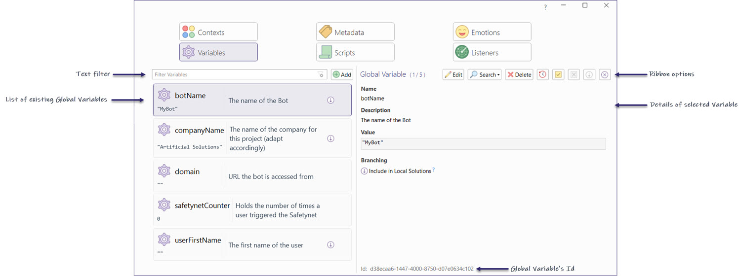 Global Variable view