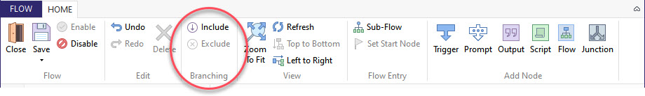 Include or Exclude buttons available in Flows