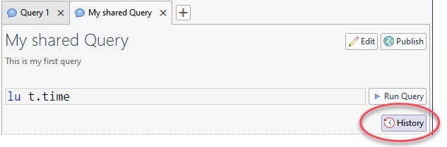 Shared Queries history