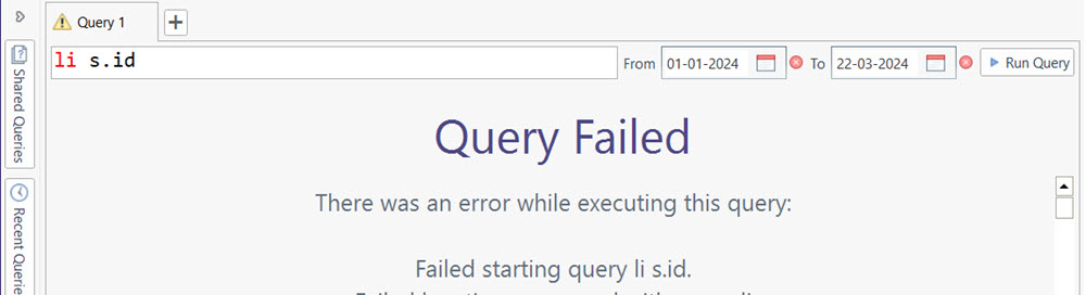 Failed Query message