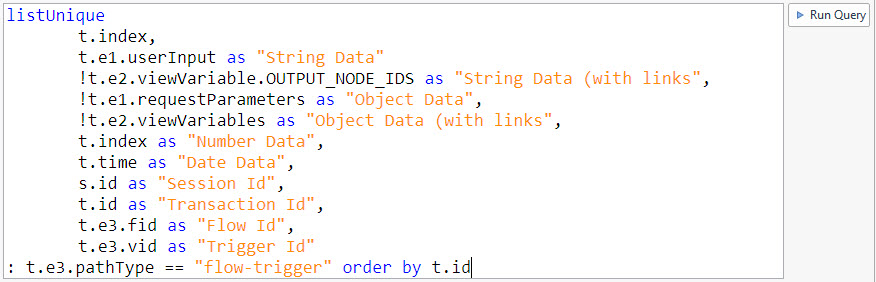 Syntax highlighting in the TQL editor