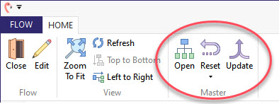 Master area in the top ribbon of a Flow