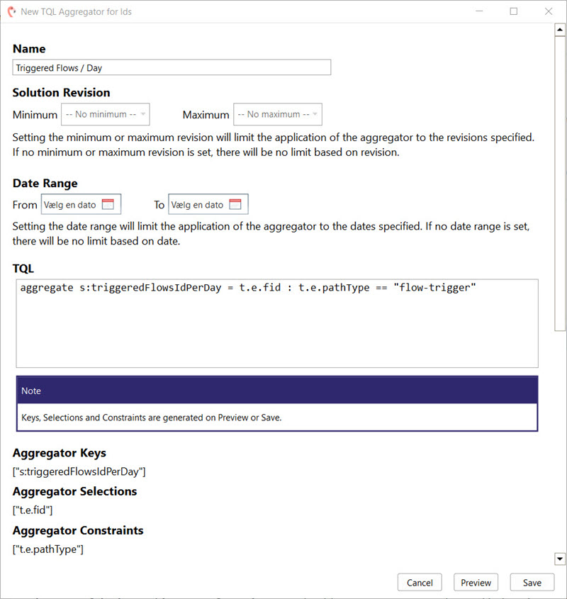 Example of TQL aggregator