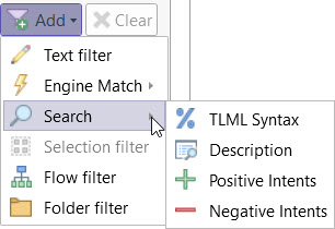 Filter and Search options