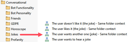 Flows available in the Jokes folder of the English Dialogue Resource